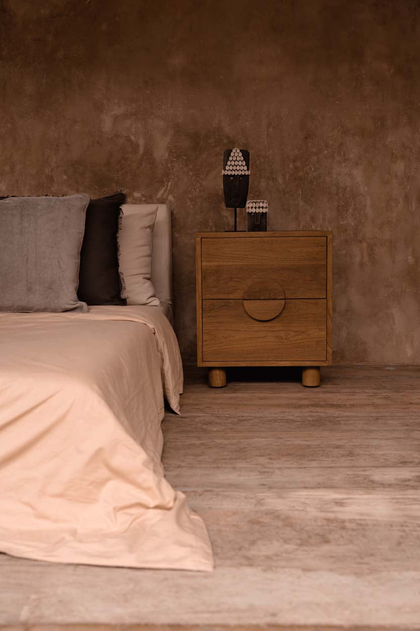 Nightstand Eclipse, Teak wood, Natural
