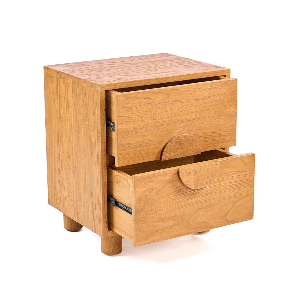 Nightstand Eclipse, Teak wood, Natural