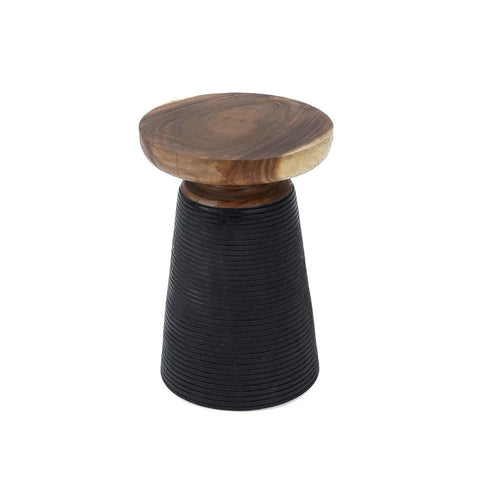 The End Side Table - Natural- Black, Suar wood, 40 x 40, H 50 CM