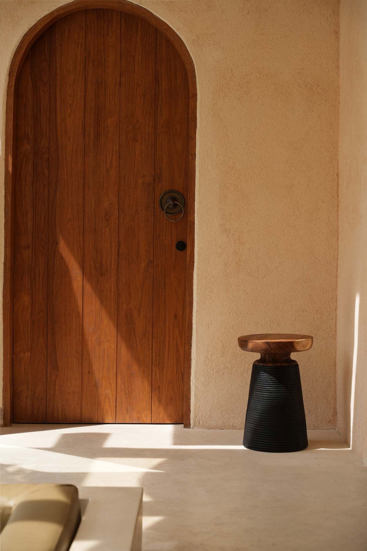 The End Side Table - Natural- Black, Suar wood, 40 x 40, H 50 CM