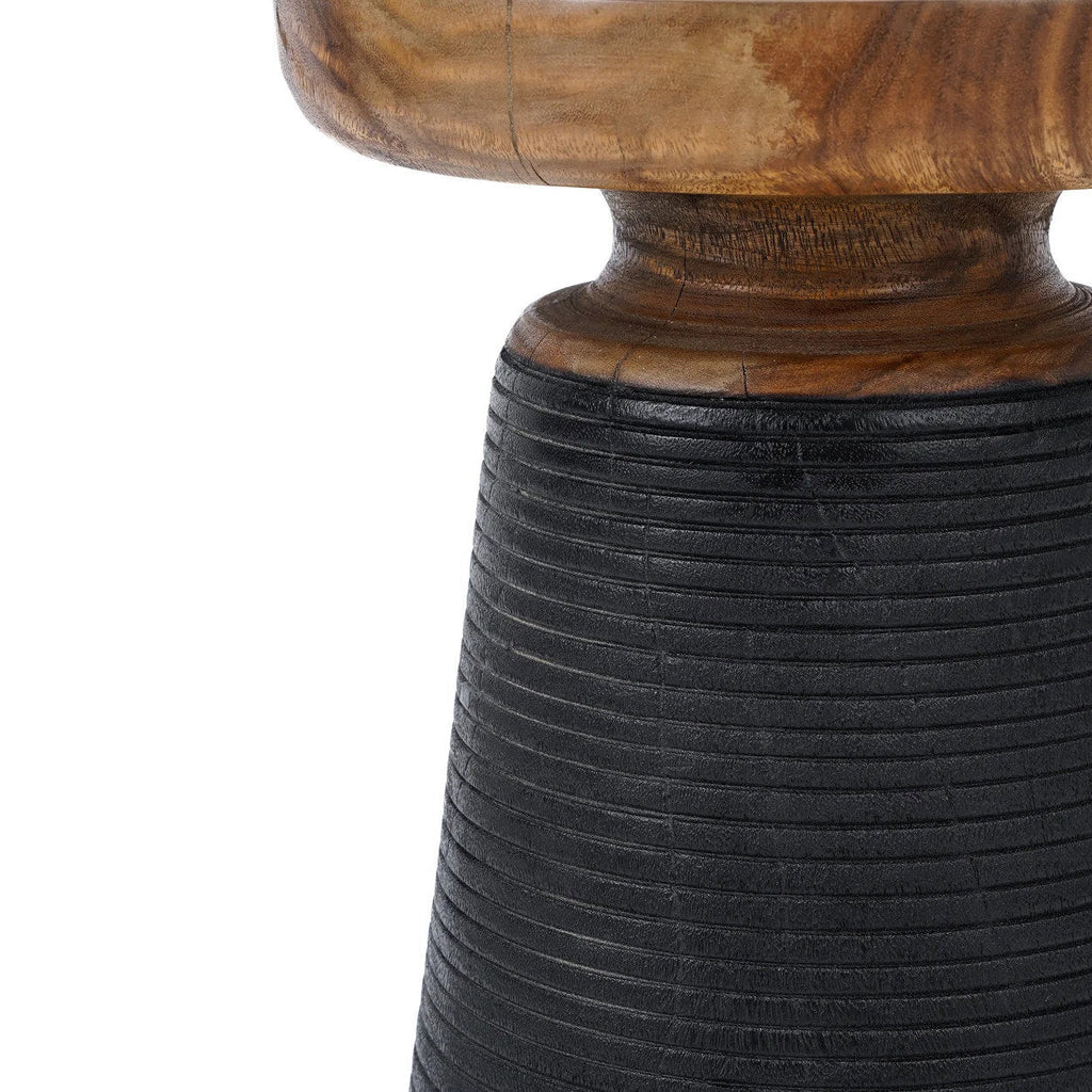The End Side Table - Natural- Black, Suar wood, 40 x 40, H 50 CM