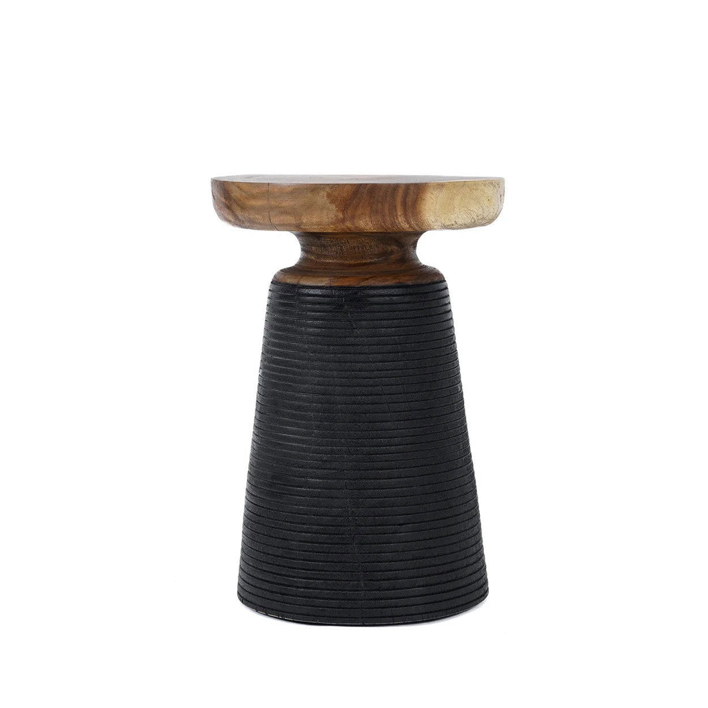 The End Side Table - Natural- Black, Suar wood, 40 x 40, H 50 CM