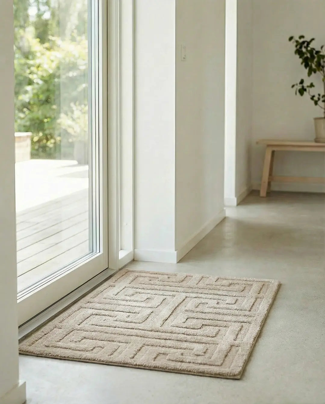 KEY DOORMAT, WOOL, BEIGE