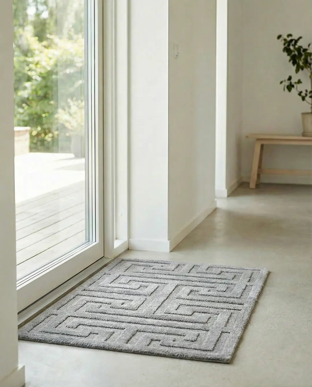 KEY DOORMAT, WOOL, SILVER