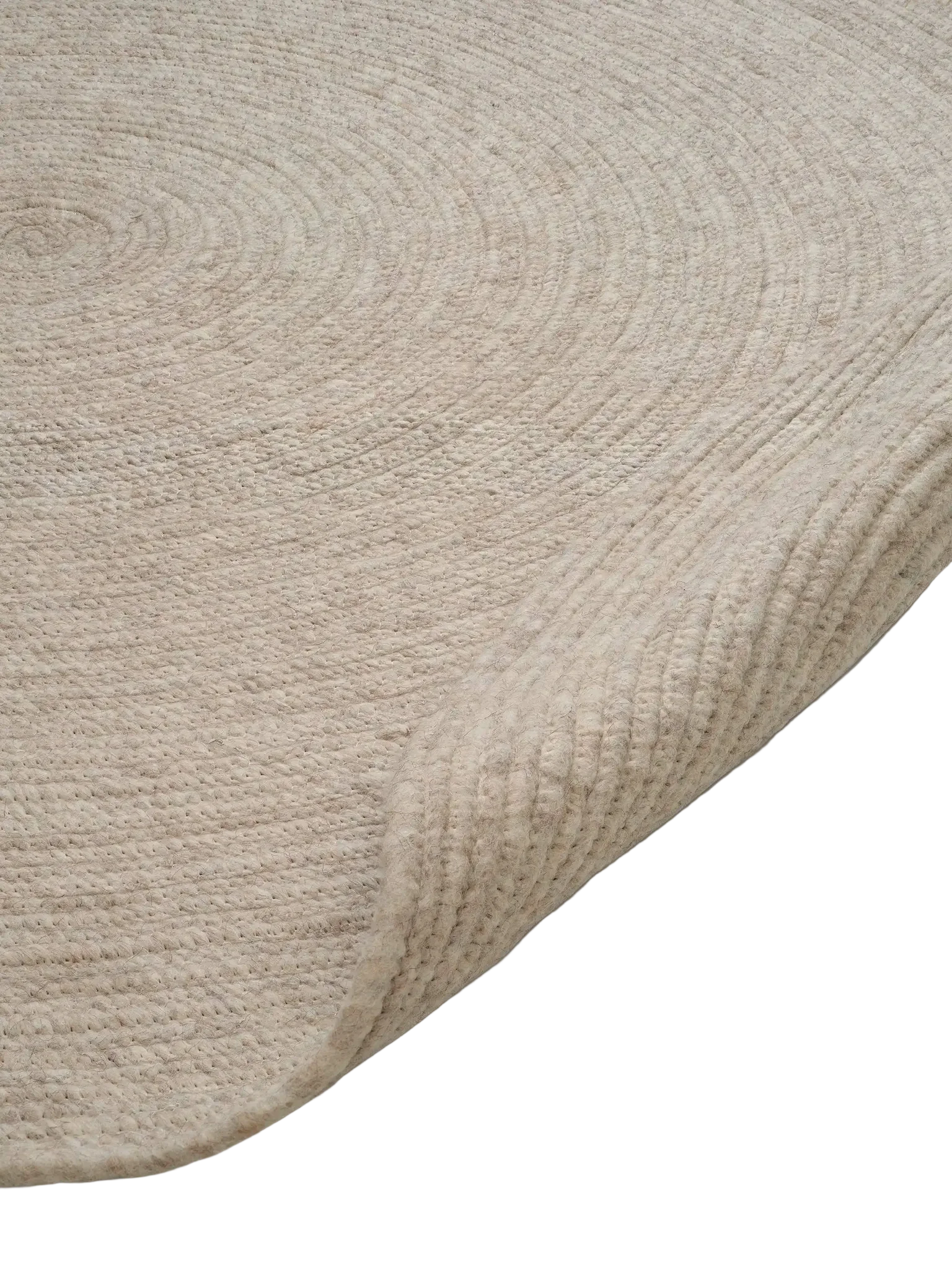 MERINO Round Wool Rug, Oat