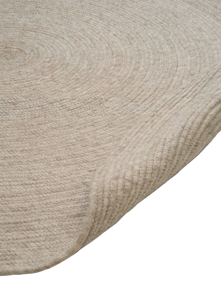 MERINO Round Wool Rug, Oat