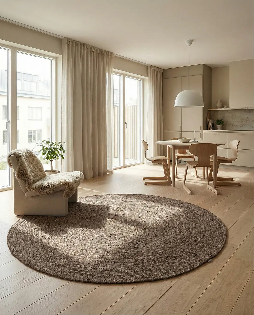 Rug Merino Brown – Round
