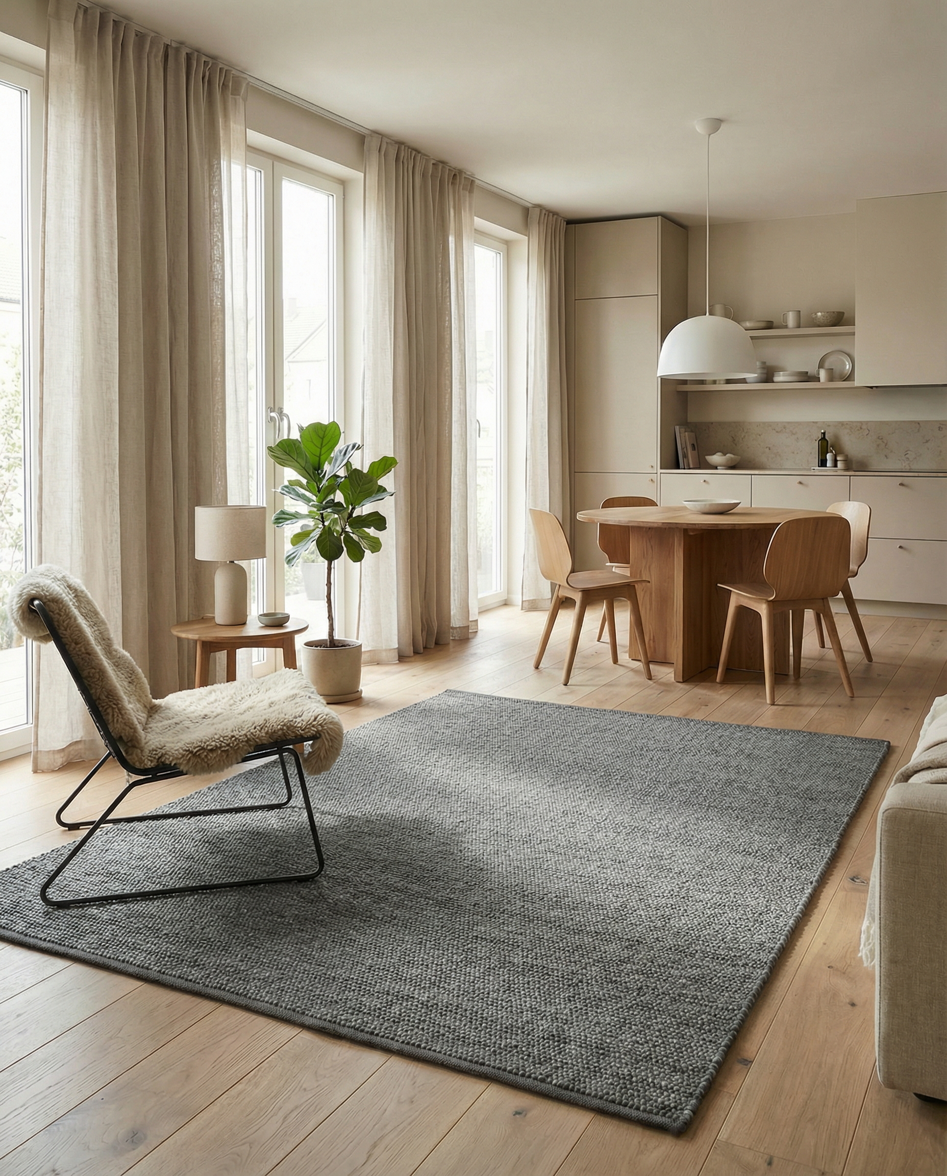 Merino Wool Rug, Granit, MANY SIZE