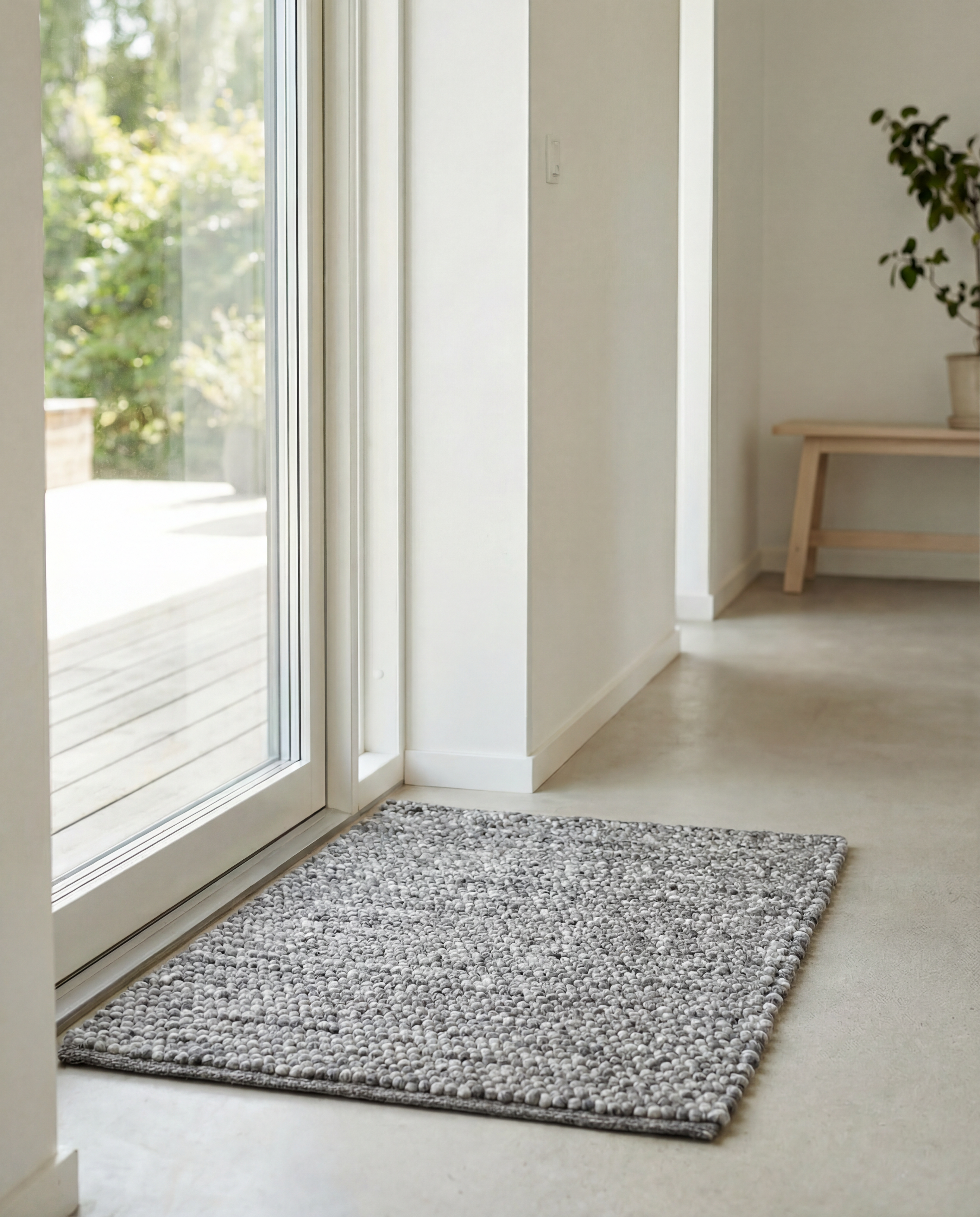 MERINO DOORMAT, WOOL, GREY