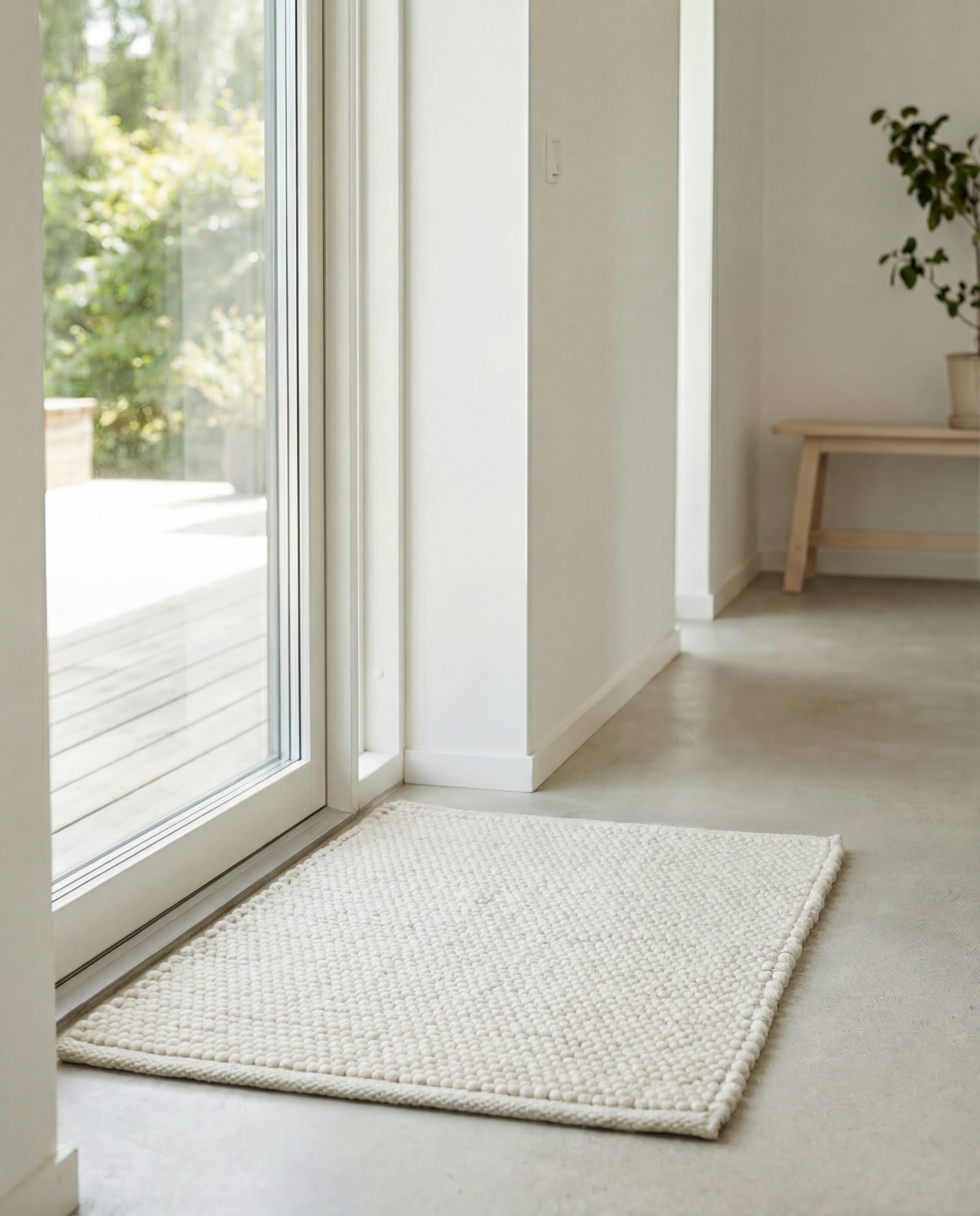 MERINO DOORMAT, WOOL, WHITE