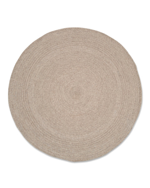 MERINO Round Wool Rug, Oat