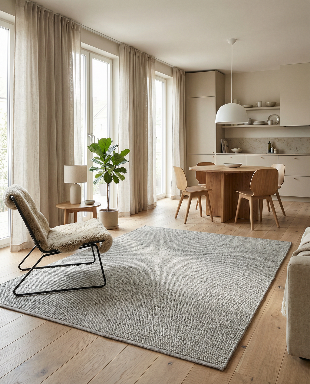 Merino Wool Rug, Concrete, MANY SIZE