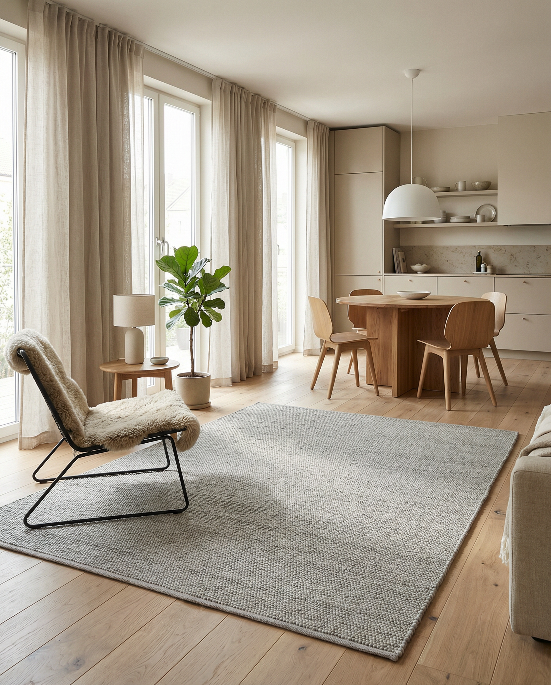 Merino Wool Rug, Concrete, MANY SIZE