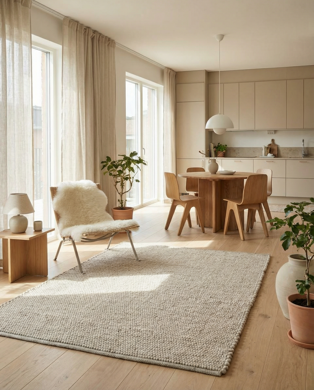 Merino Wool Rug, Oat, MANY SIZE