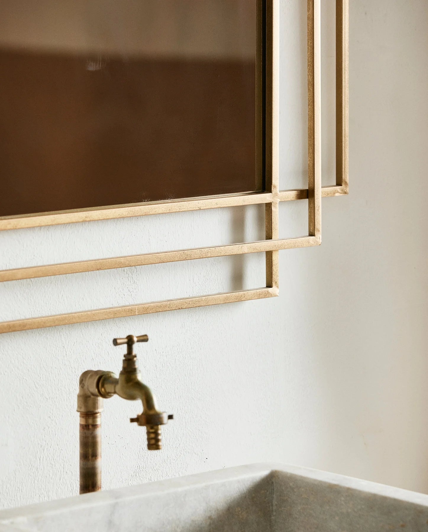 MIRROR, DOUBLE SQUARE GOLDEN, 76 x 97 cm