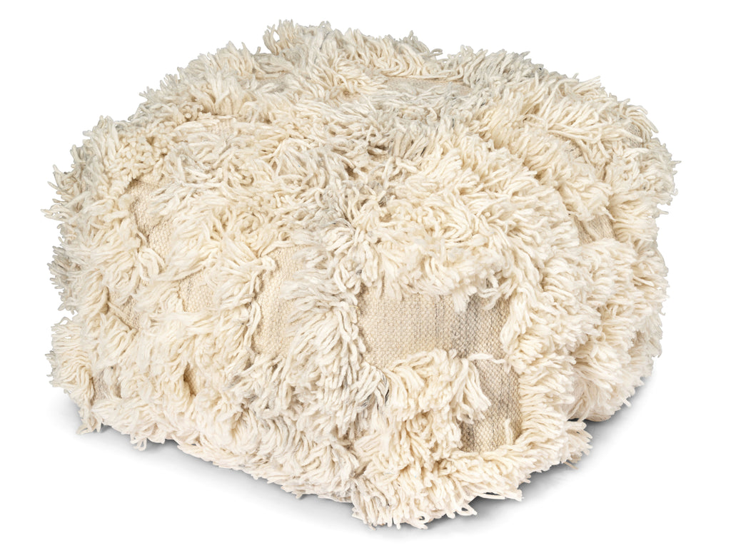 RIO Pouf, Ivory, Wool