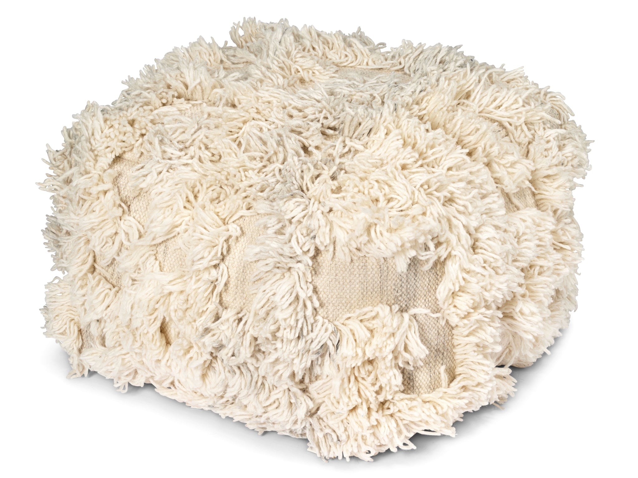 RIO Pouf, Ivory, Wool