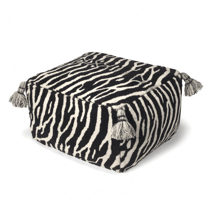 Pouf Zebra Black/White, Wool