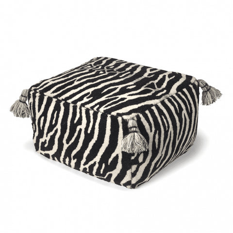 Pouf Zebra Black/White, Wool