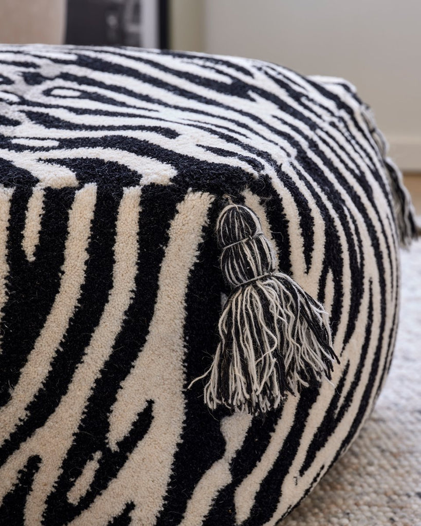 Pouf Zebra Black/White, Wool