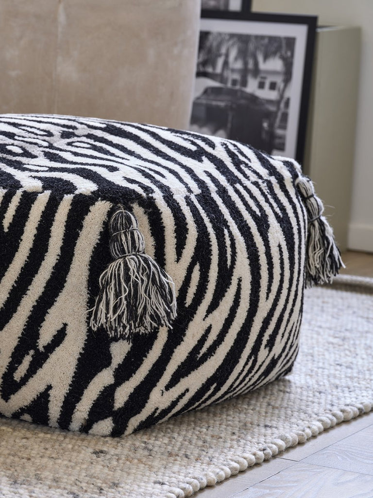 Pouf Zebra Black/White, Wool