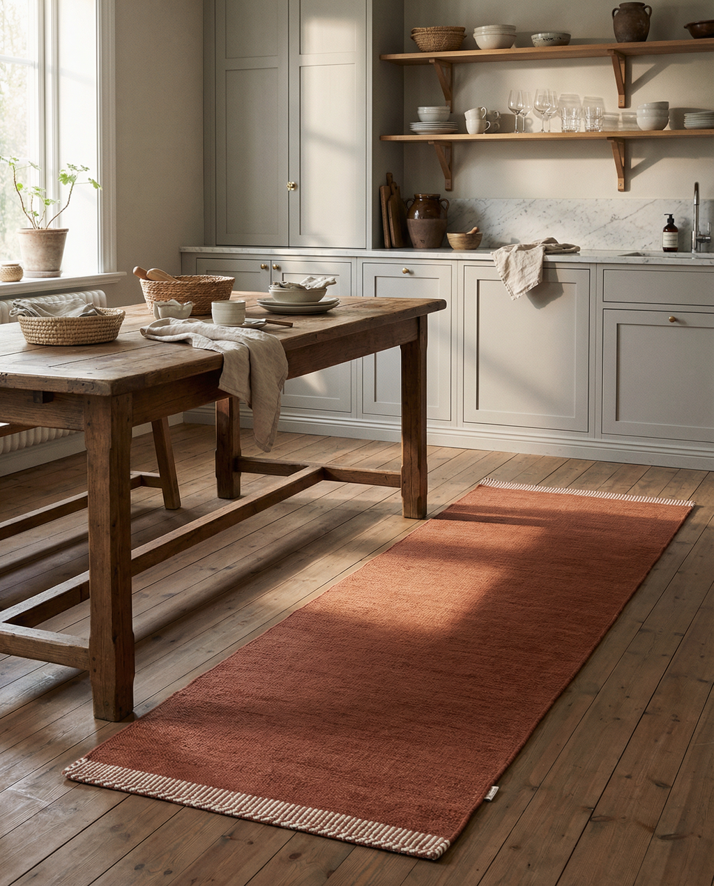 PURE RUNNER, WOOL, TERRACOTTA,  80 x 250