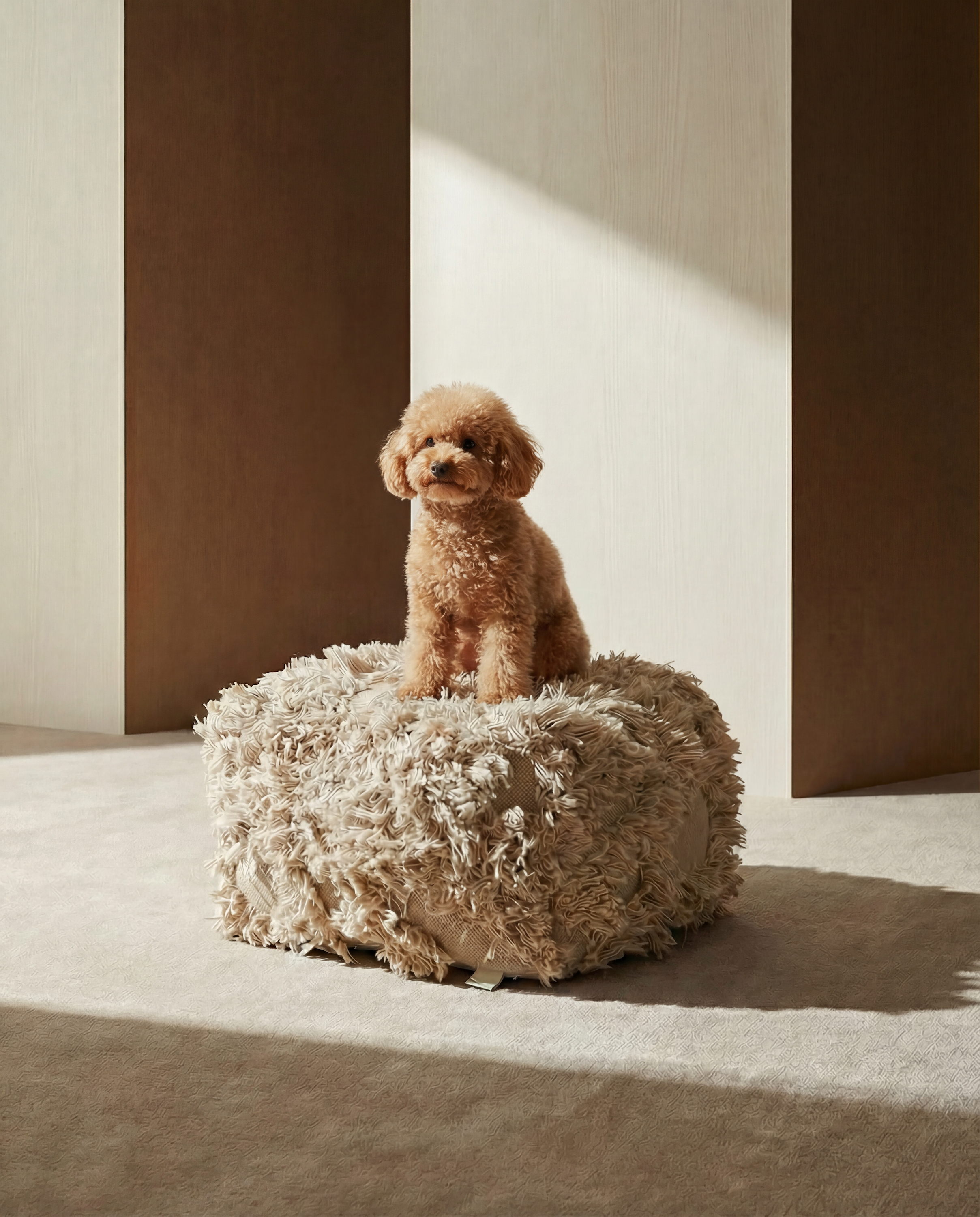 RIO Pouf, Beige, Wool