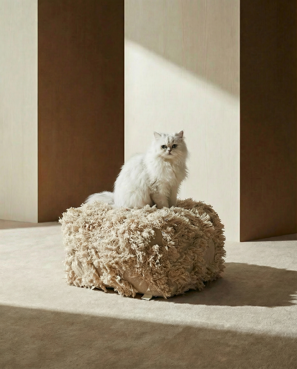 RIO Pouf, Beige, Wool