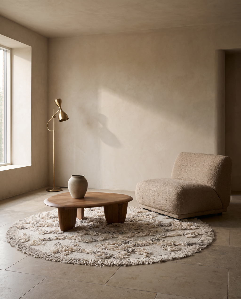 RIO ROUND WOOL RUG, IVORY Ø 220 CM