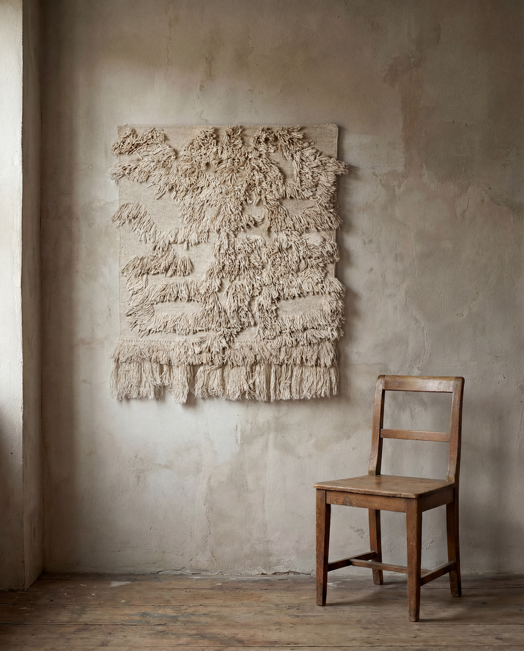 RIO Wall Hanger, Wool, Beige, 100 x 100