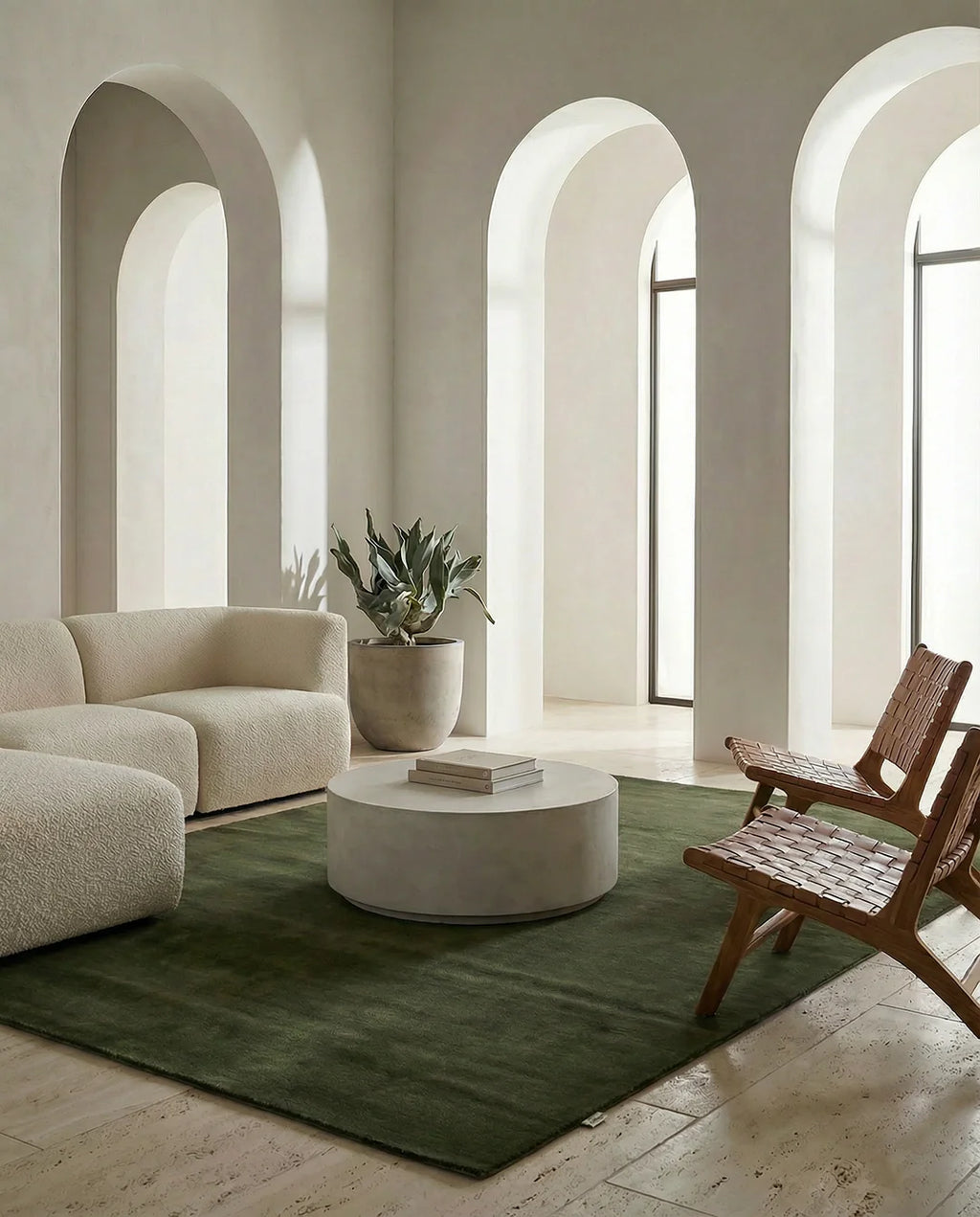 SOLID WOOL RUG - FOREST GREEN