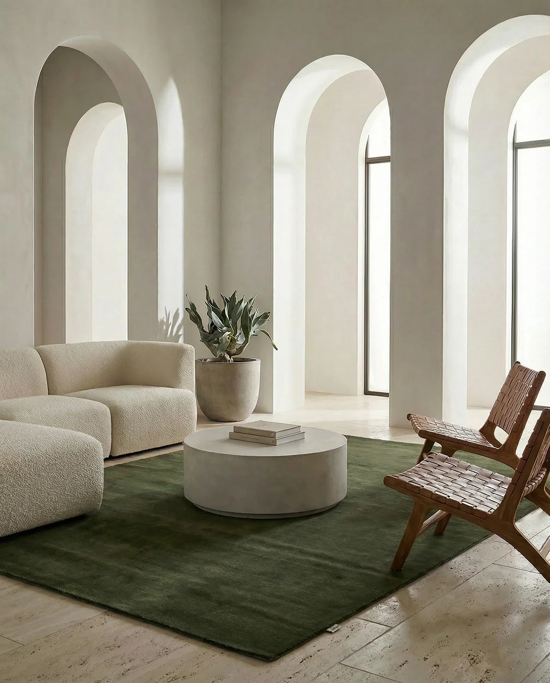 SOLID WOOL RUG - FOREST GREEN