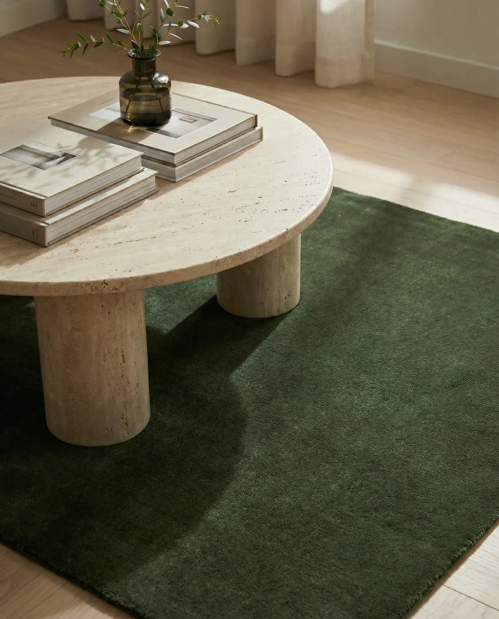 SOLID WOOL RUG - FOREST GREEN