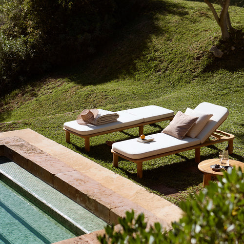 BARU TEAK SUNBED | TEAK | QDF CUSHION, 210 x 70 x H 30 cm