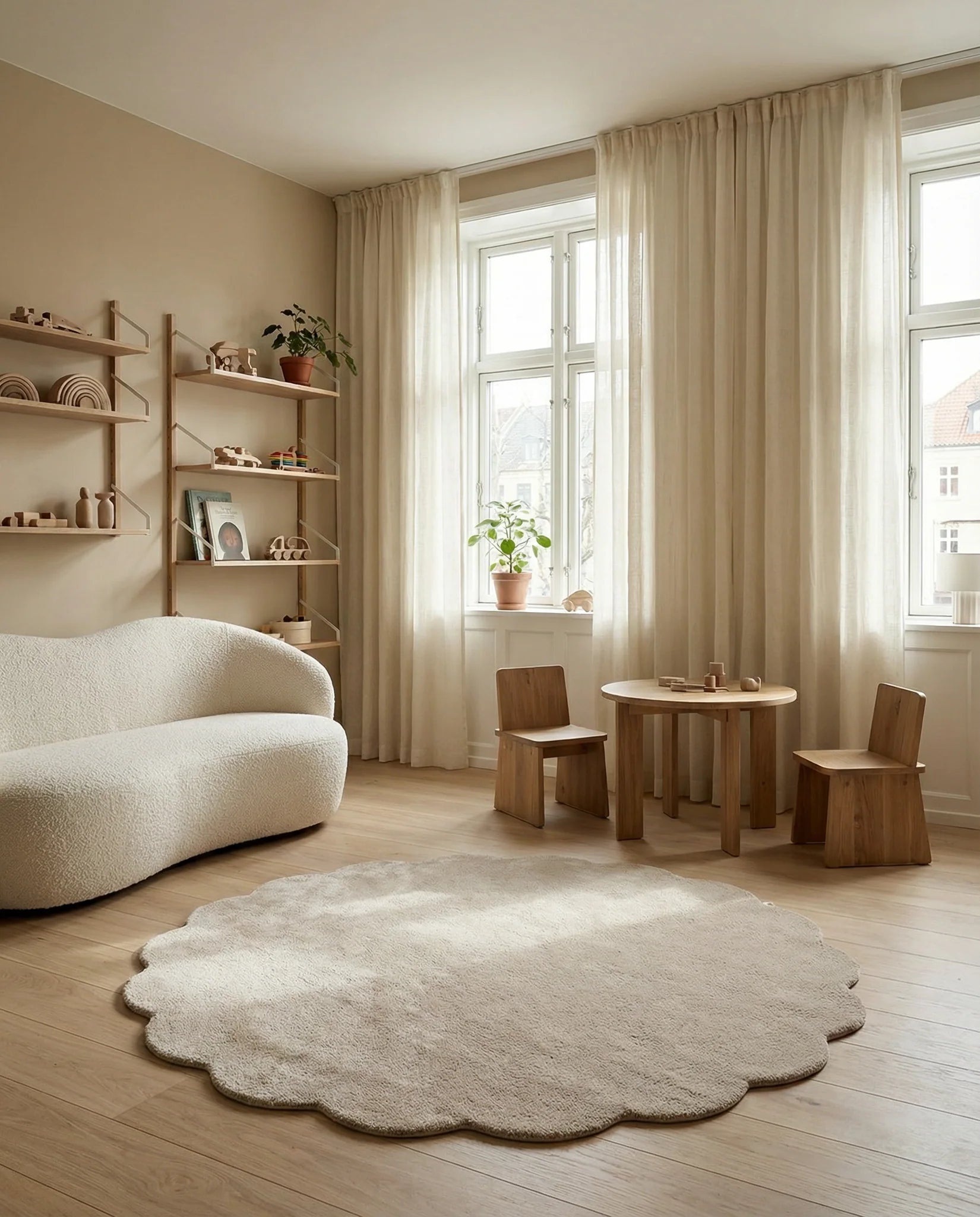 Shell Wool Rug, Sand,  Ø 120 cm
