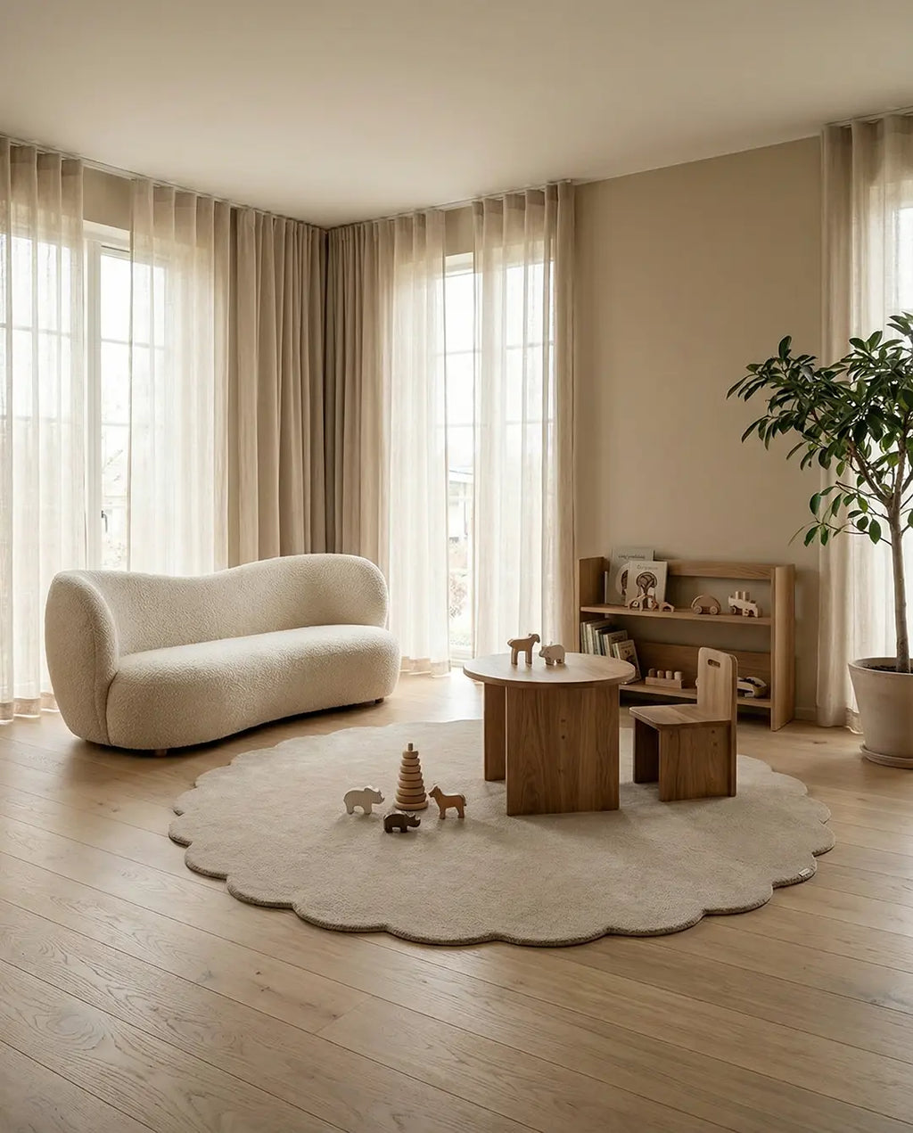 Shell Wool Rug, Sand,  Ø 120 cm