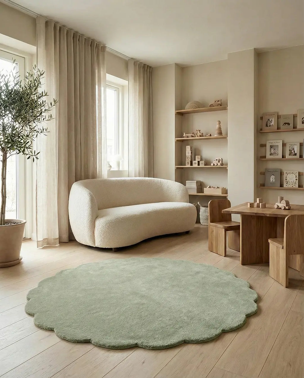 Shell Wool Rug, Green,  Ø 120 cm