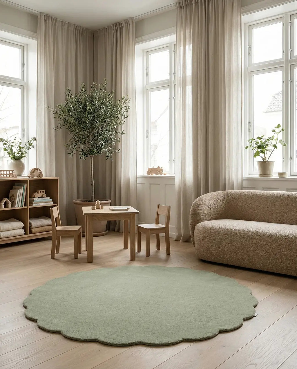 Shell Wool Rug, Green,  Ø 120 cm