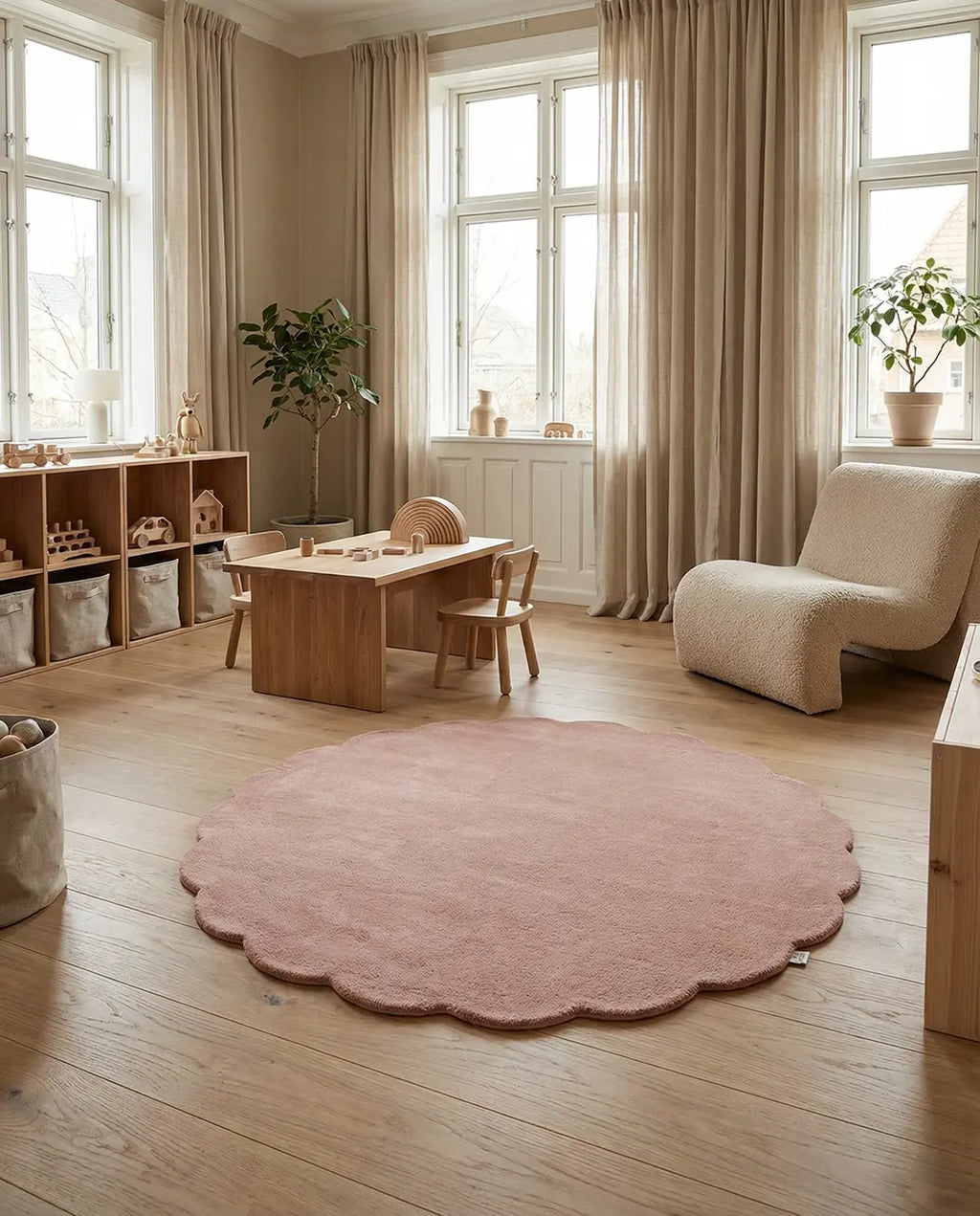 Shell Wool Rug, Pink,  Ø 120 cm
