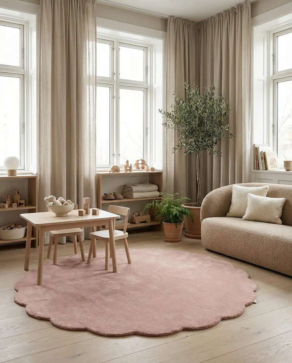 Shell Wool Rug, Pink,  Ø 120 cm