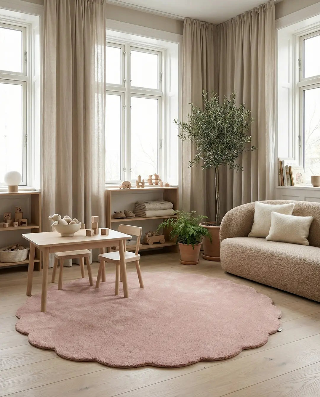 Shell Wool Rug, Pink,  Ø 120 cm