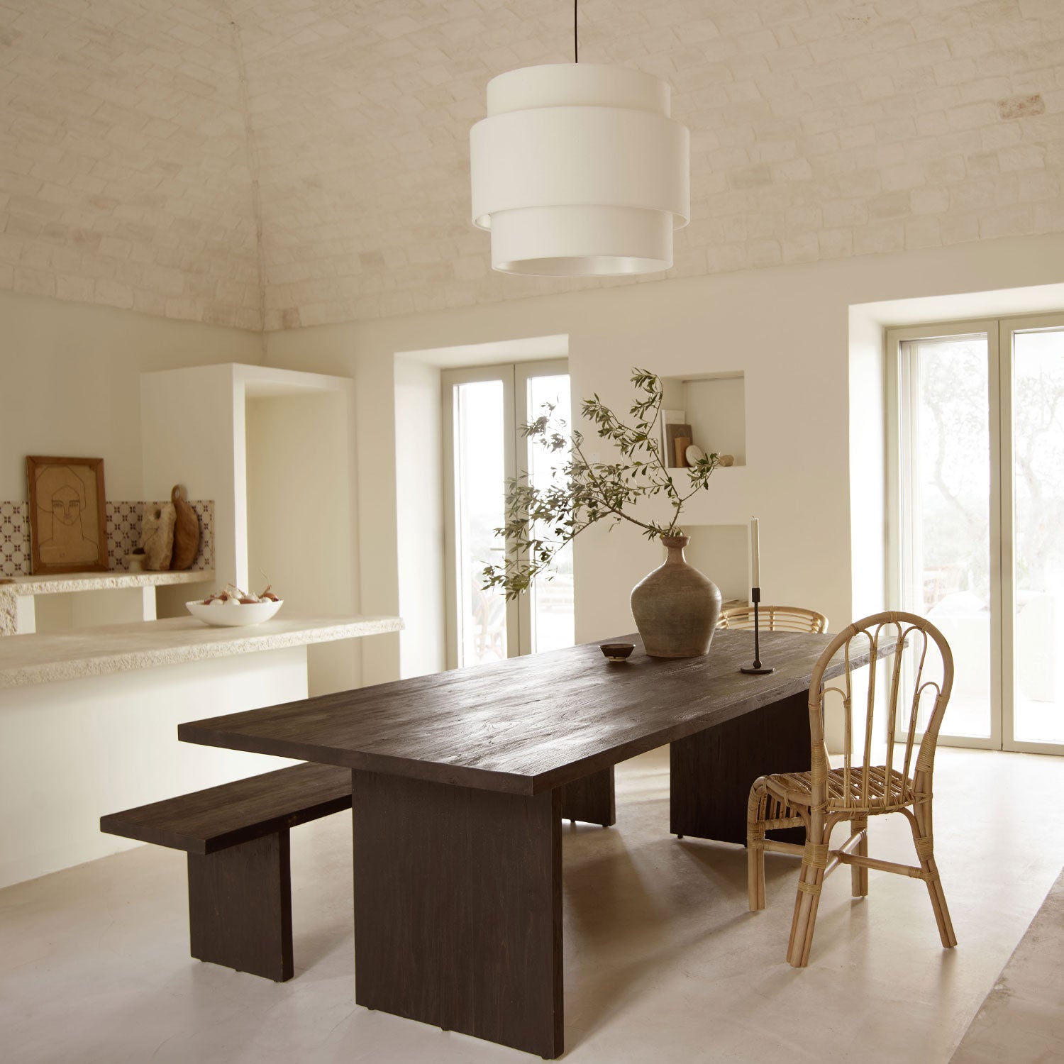 KAYU TABLE | RECYCLED TEAK | 240 X H 75 CM, BROWN-BLACK