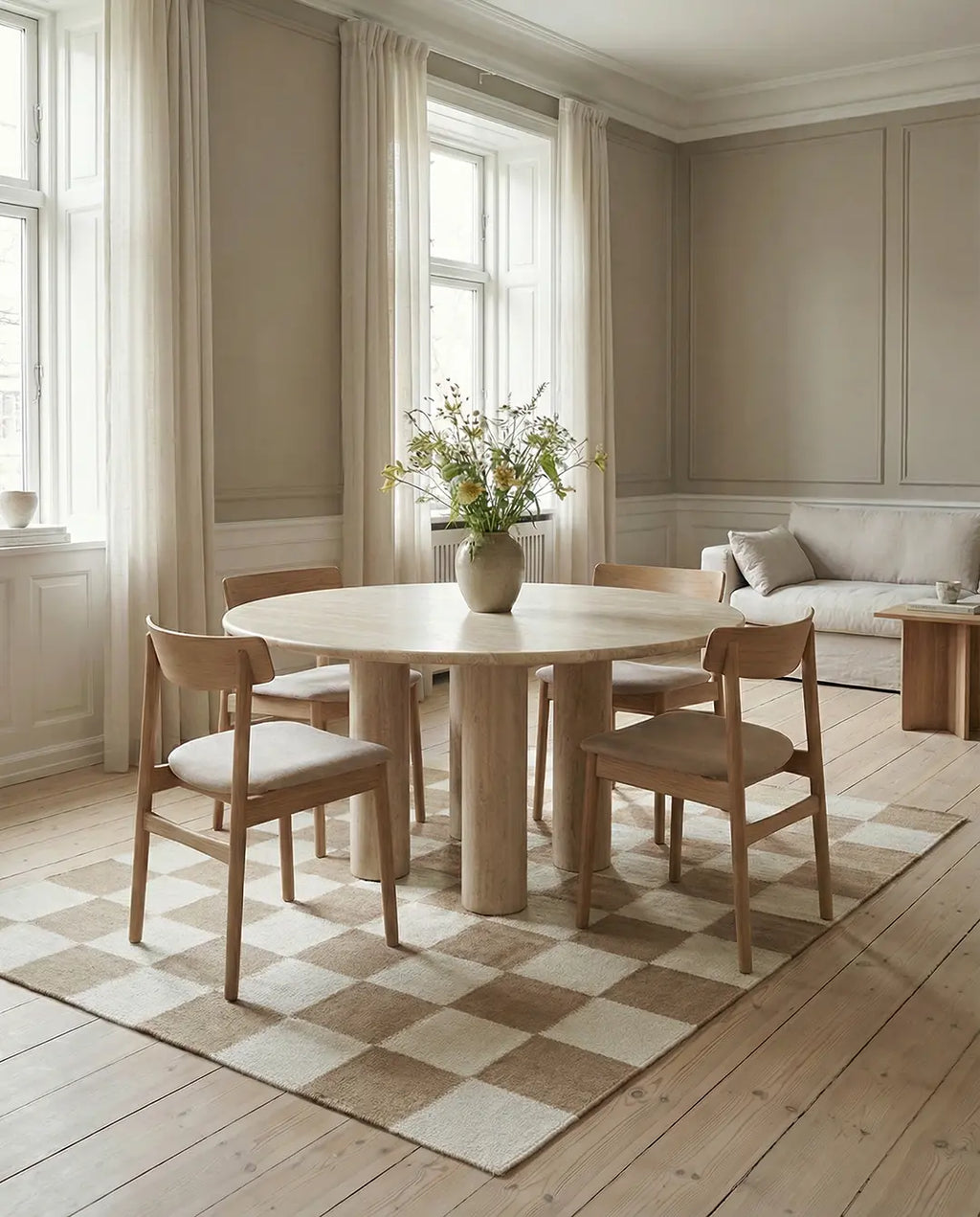 SQUARE WOOL RUG, NATURAL, MANY SIZE
