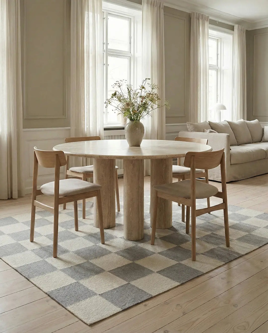 SQUARE WOOL RUG, GREY, MANY SIZE