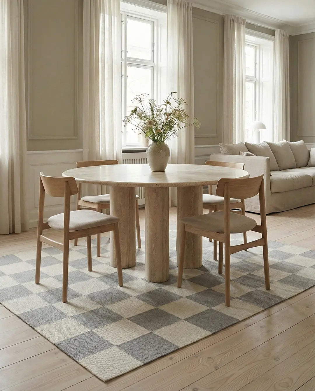 SQUARE WOOL RUG, GREY, MANY SIZE