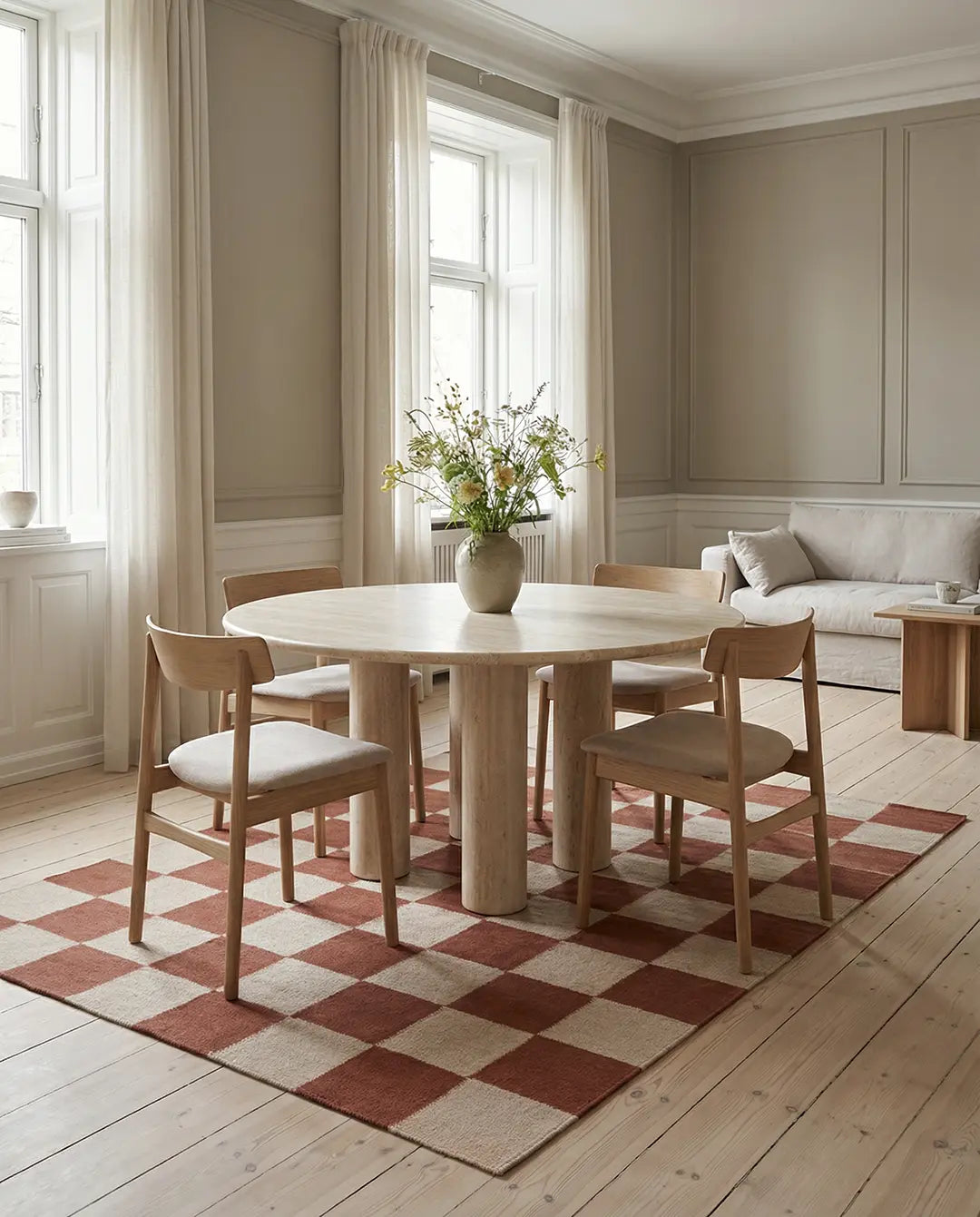 SQUARE WOOL RUG, TERRACOTTA, MANY SIZE