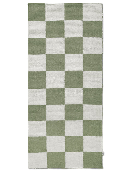 Runner Rug Squares, Wool, White/Green, 2 SIZE