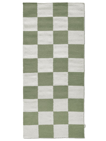Runner Rug Squares, Wool, White/Green, 2 SIZE