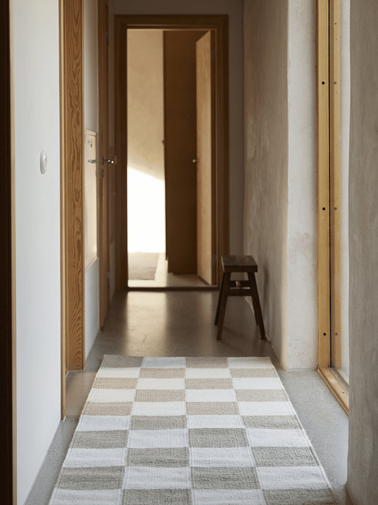 Runner Squares, Wool, White/Beige, 2 SIZE