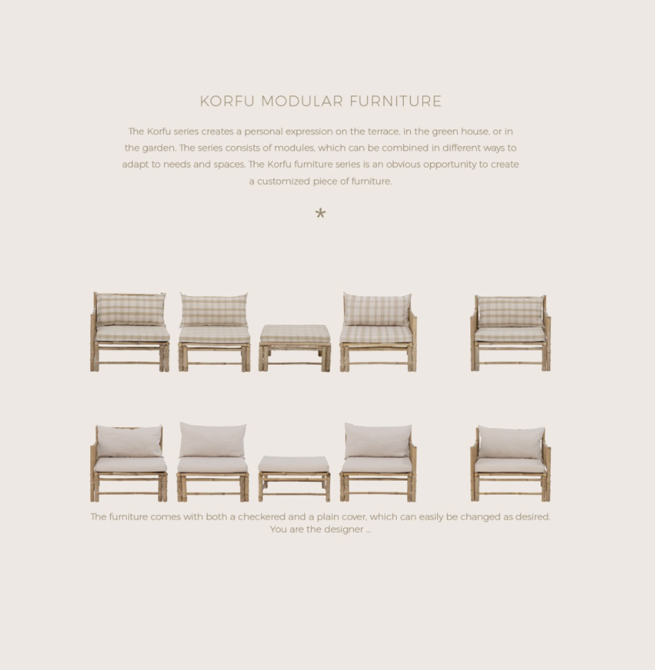 KORFU Module Sofa Left Corner, Nature, Bamboo